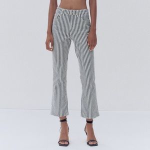 NWT Zara Striped Cropped Flare Jeans, Size 4